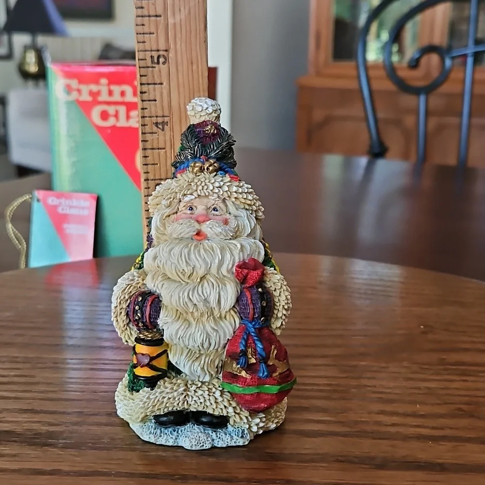 Crinkle Claus Santa W Latern & Bag Figurine By Possible Dreams Holiday Christmas